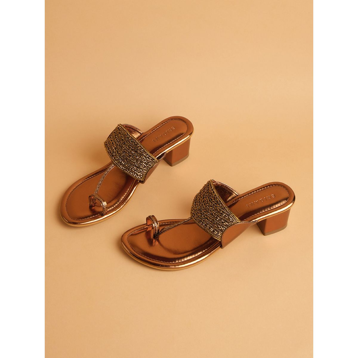 Eridani Embellished Bronze Inayat Kolhapuri Heels Buy Eridani