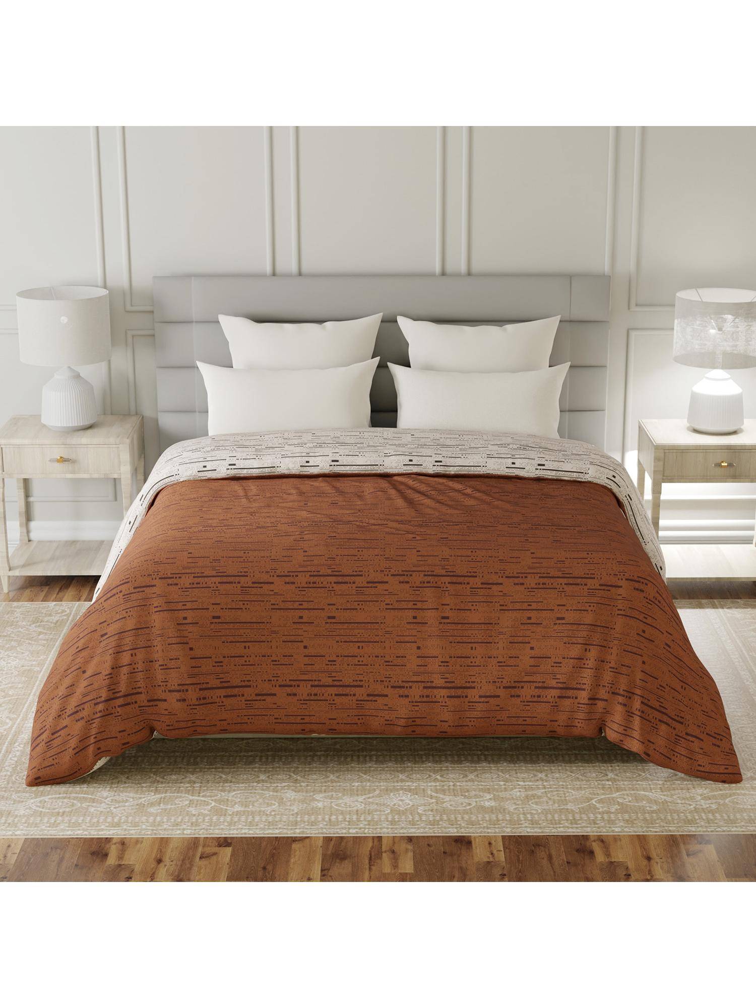 Layers Lumina Floret Cotton 144 TC Brown Abstract Double Reversible Comforter