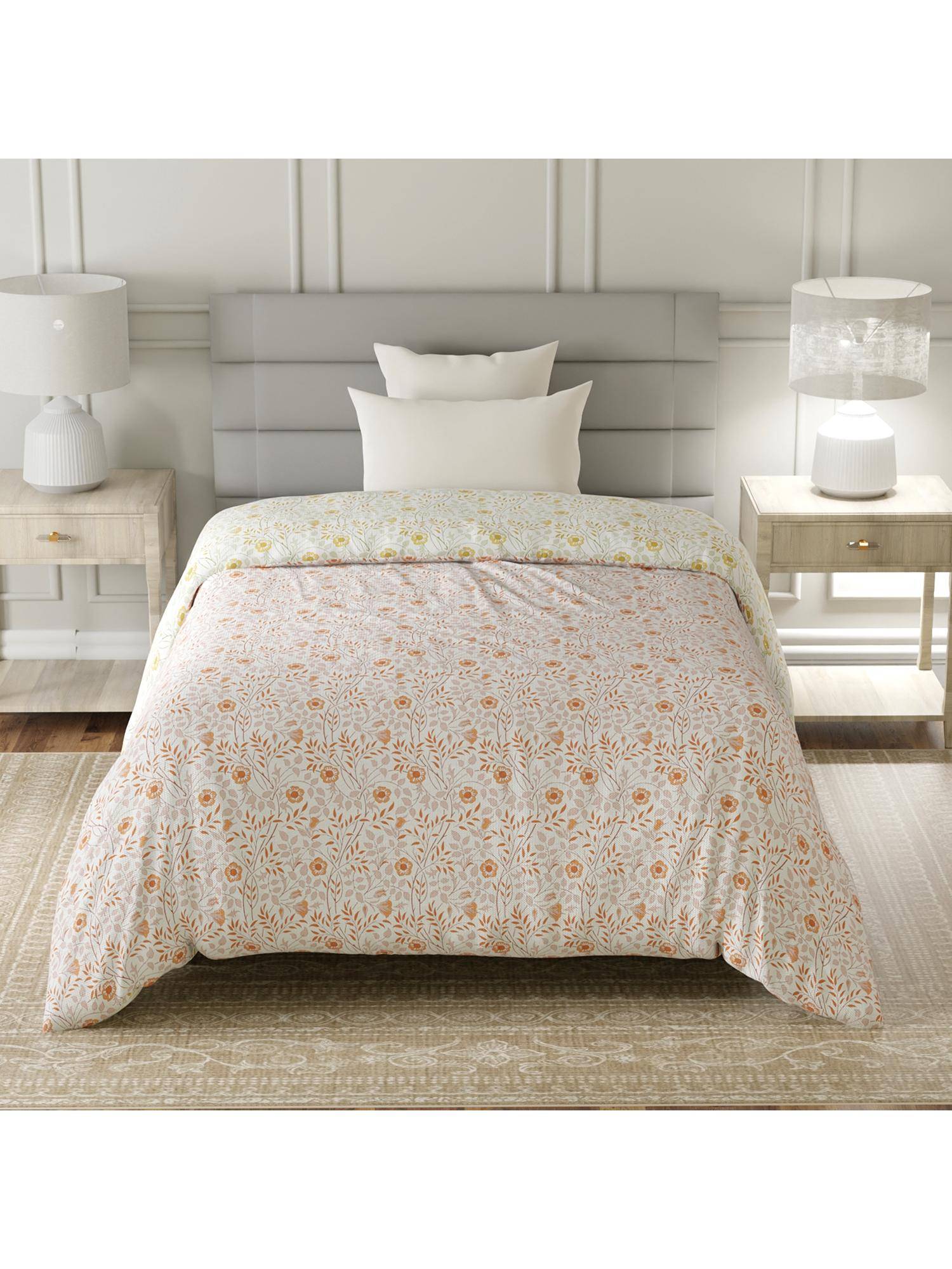 Layers Lumina Floret Cotton 144 TC Multi-Color Floral Single Reversible Comforter