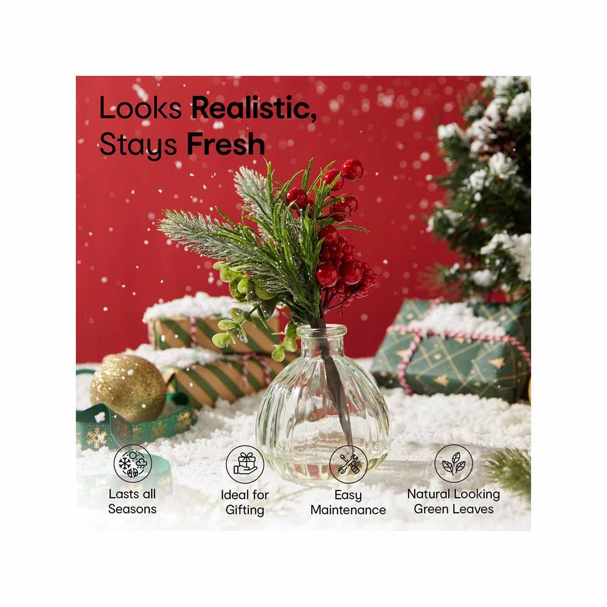 Buy Anko Aesthetic Artificial Mini Plant With Glass Vase Online