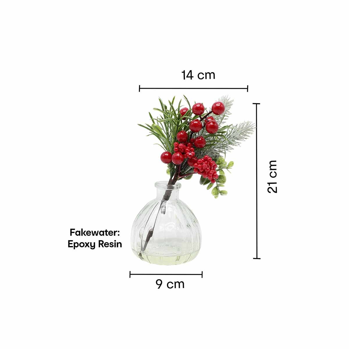 Buy Anko Aesthetic Artificial Mini Plant With Glass Vase Online