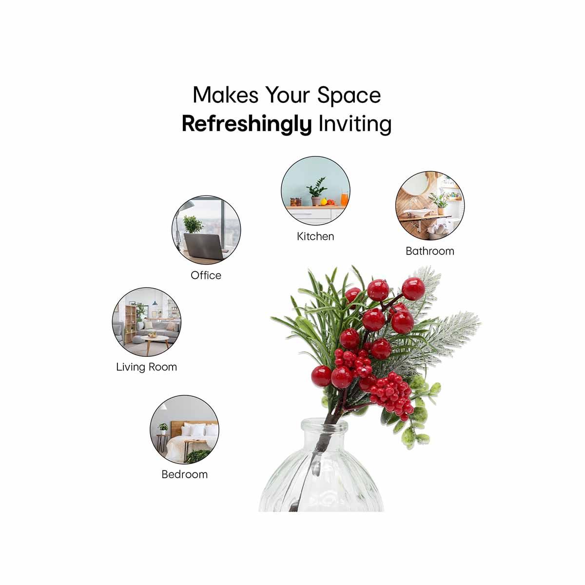 Buy Anko Aesthetic Artificial Mini Plant With Glass Vase Online