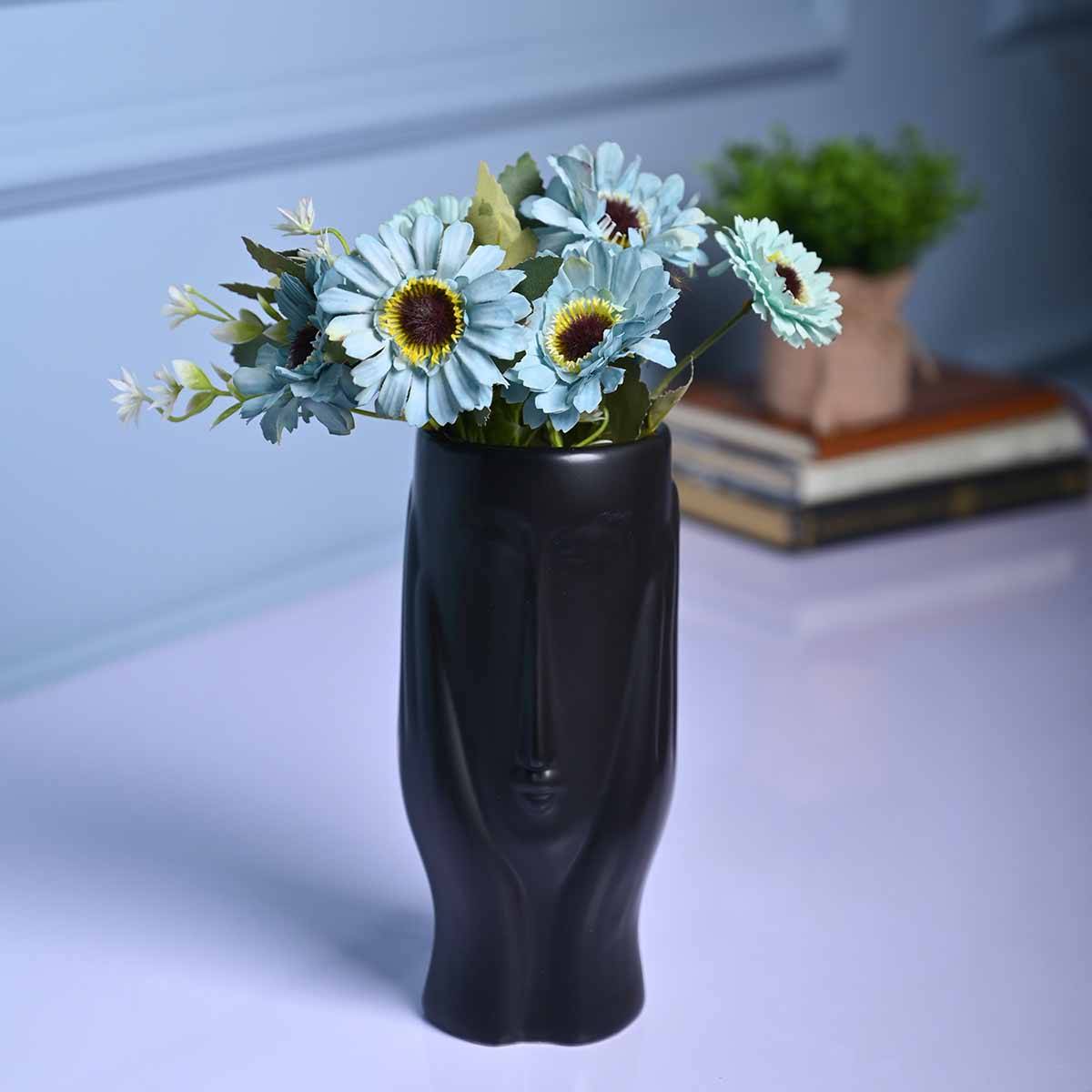 Voncasa Ceramic Black Color Vase