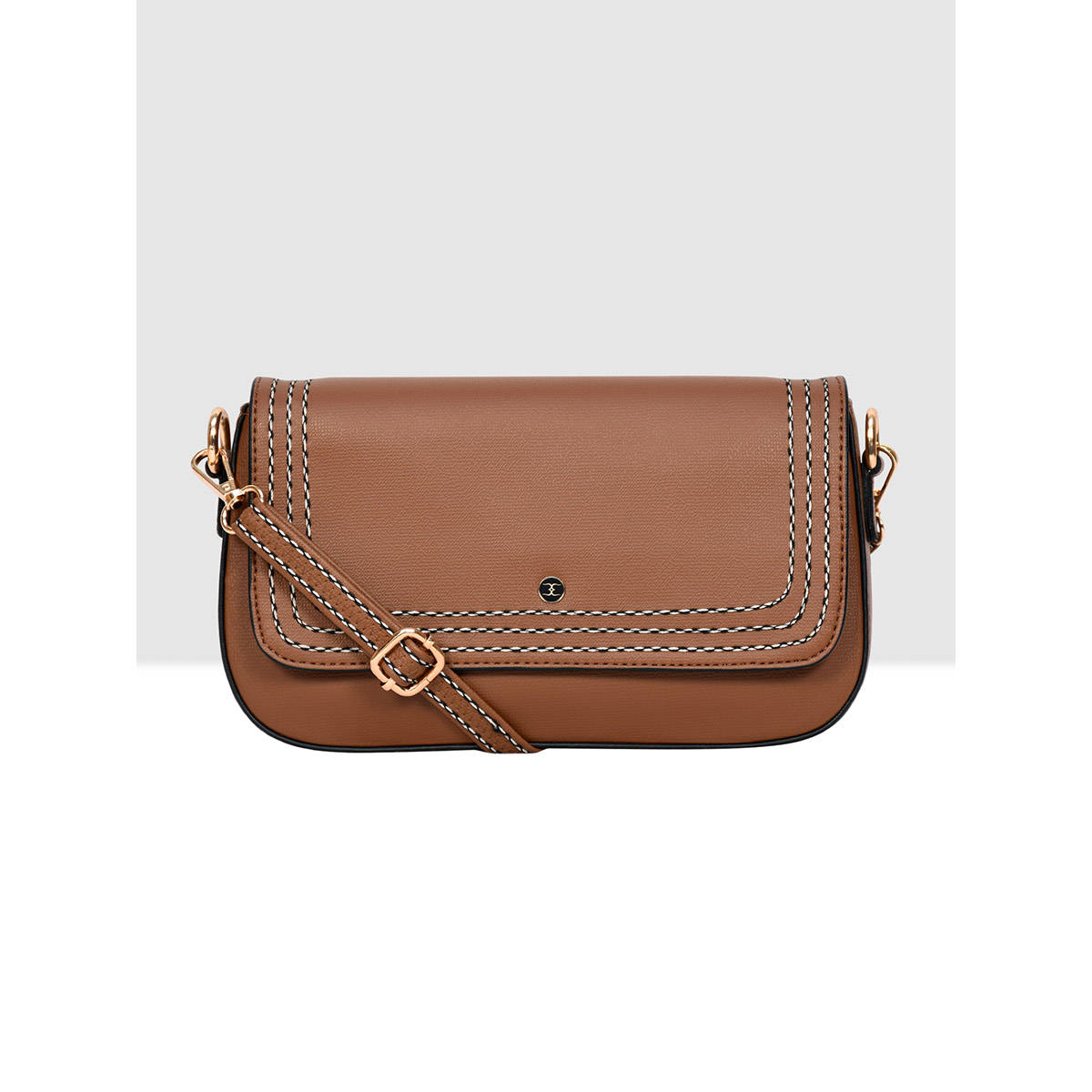 ESBEDA Tan Color Structured Elegant Sling Bag with Detachable Strap for Women