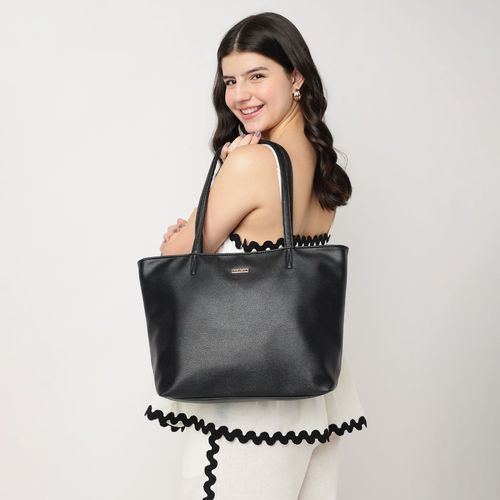 Buy Fastrack Women Solid Tote Bag with Dual Shoulder Straps Fits