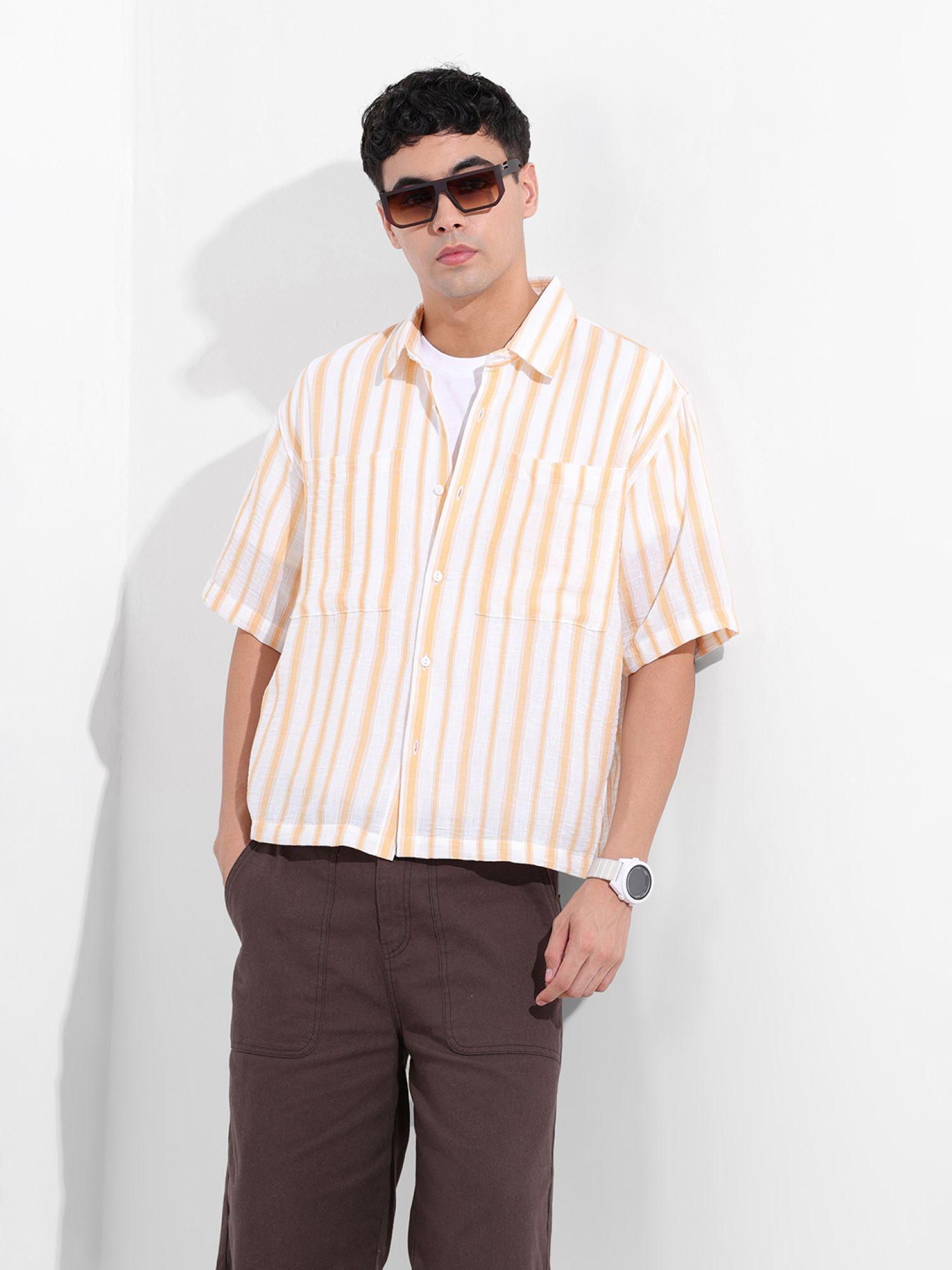 Buy The Indian Garage Co Men Orange Boxy Fit Collar Neck Polyester