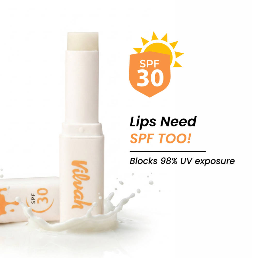 Vilvah Spf 30 Milk Lip Balm With Uva-Uvb Protection, Enriched With Soy Milk & Vitamin E