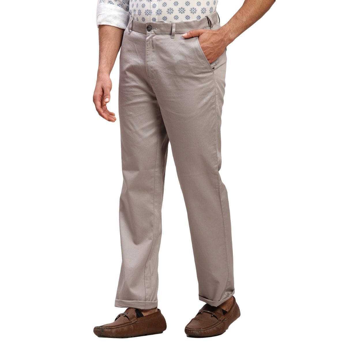 Buy COLOR PLUS Solid Cotton Slim Fit Mens Trousers | Shoppers Stop