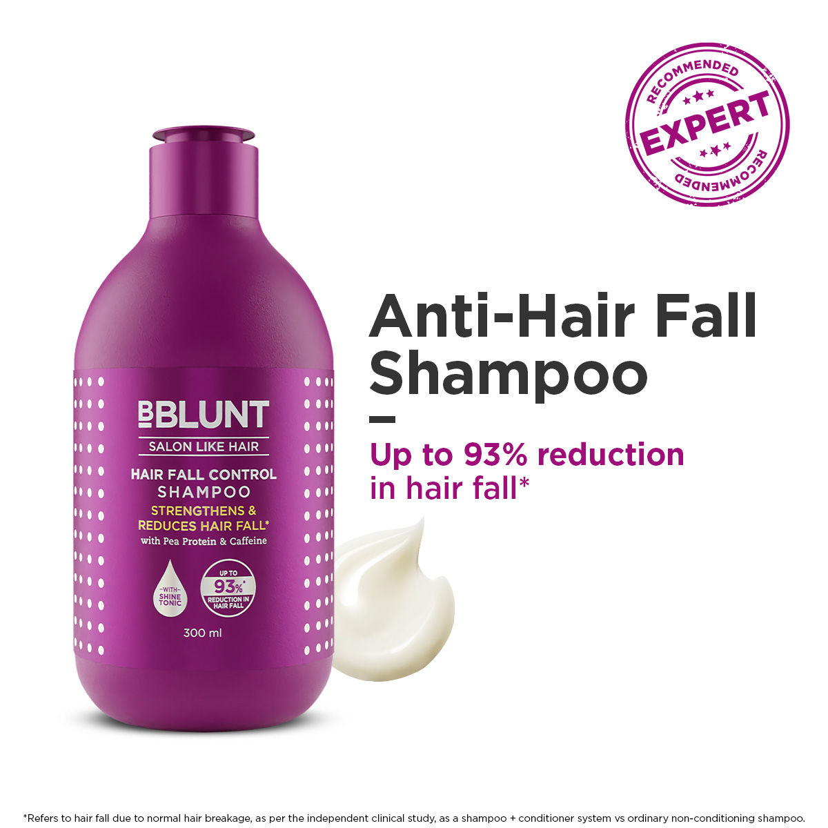 BBlunt Hair Fall Control Shampoo With Pea Protein & Caffeine For Strong & Shiny Hair