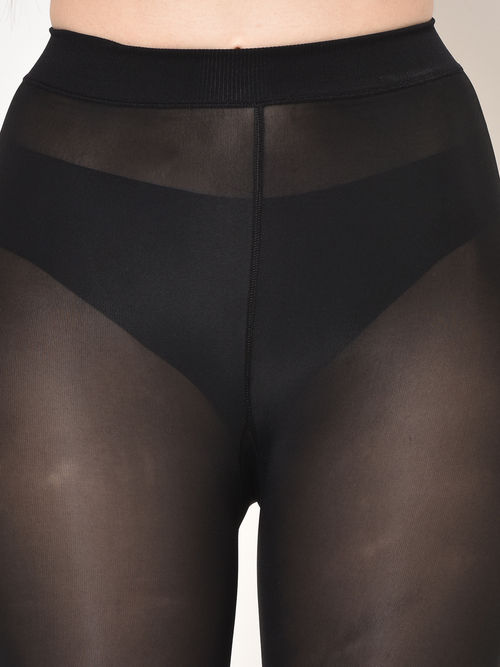 Buy Da Intimo Black Solid Semi-Sheer Pantyhose Stocking (Free Size