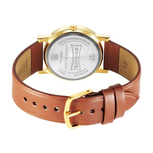 Buy Sonata Men Gold Dial Analog Watch 7987Yl08W Online - Main Image