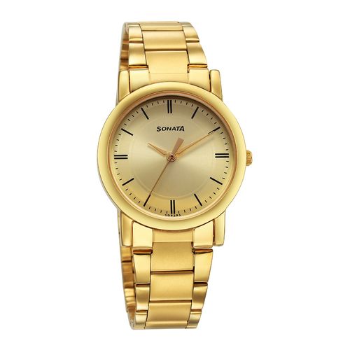 Buy Sonata Men Gold Dial Analog Watch 7987Ym13W Online