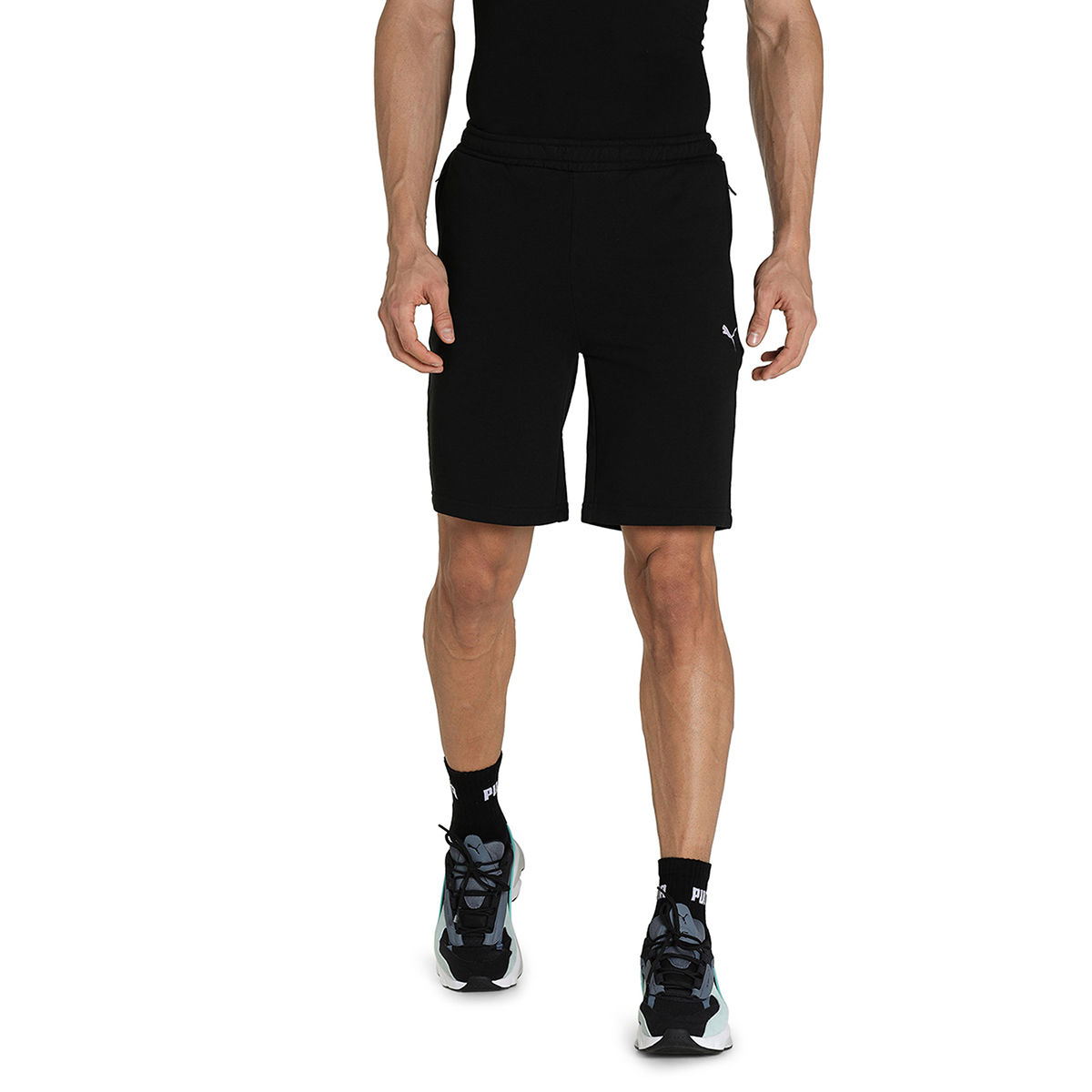 Puma ZPPERED TERRY Mens Black Casual Shorts (XS)