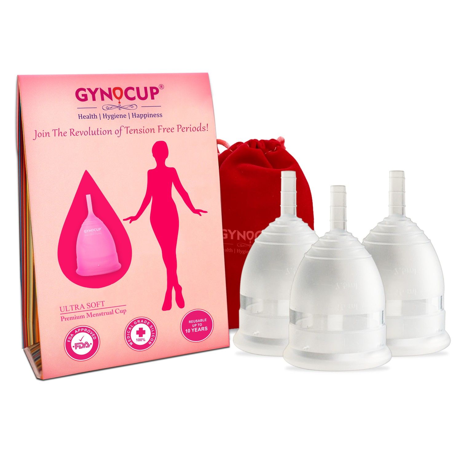 GynoCup Premium Menstrual Cup For Women, Fda Approved Transparent