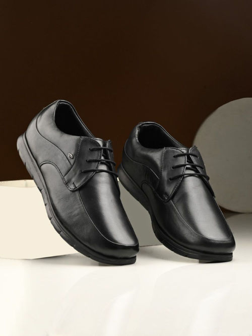 EGOSS Zero Gravity Genuine Leather Black Formal Lace-Up Derbies