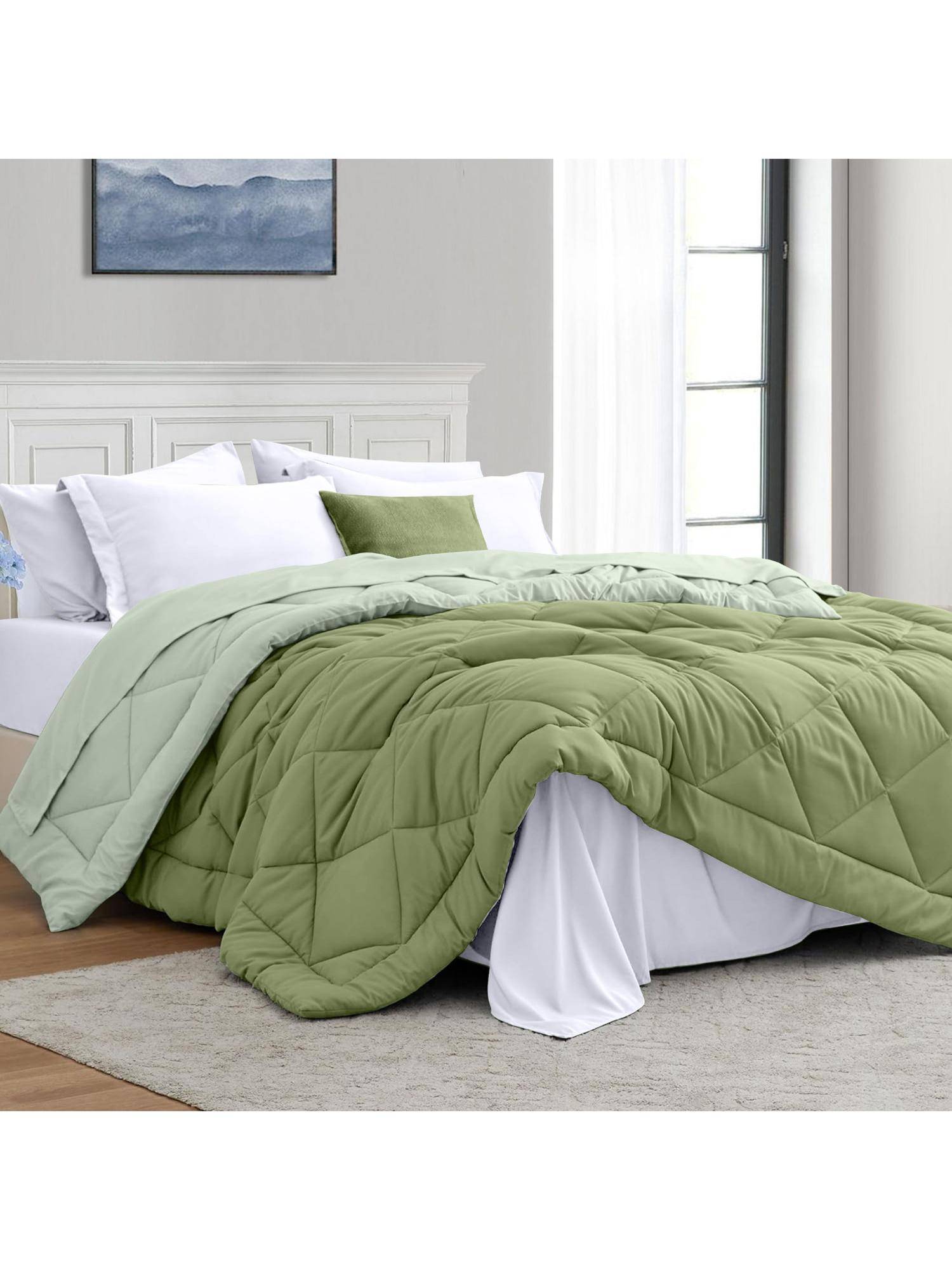 INDRA'S 100% Microfibre 150 Gsm Green Double Reversible Comforter