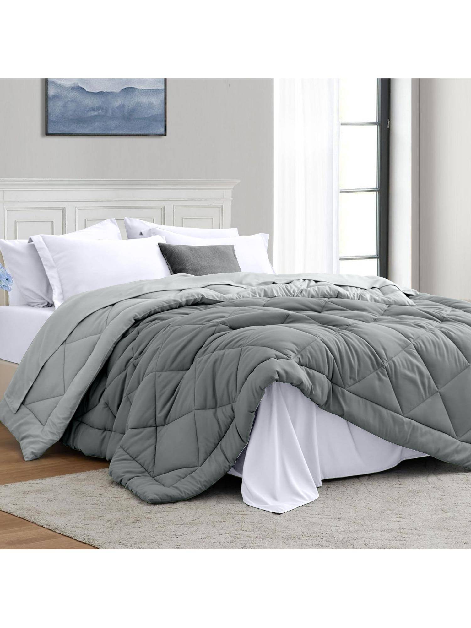 INDRA'S 100% Microfibre 150 Gsm Grey Double Reversible Comforter