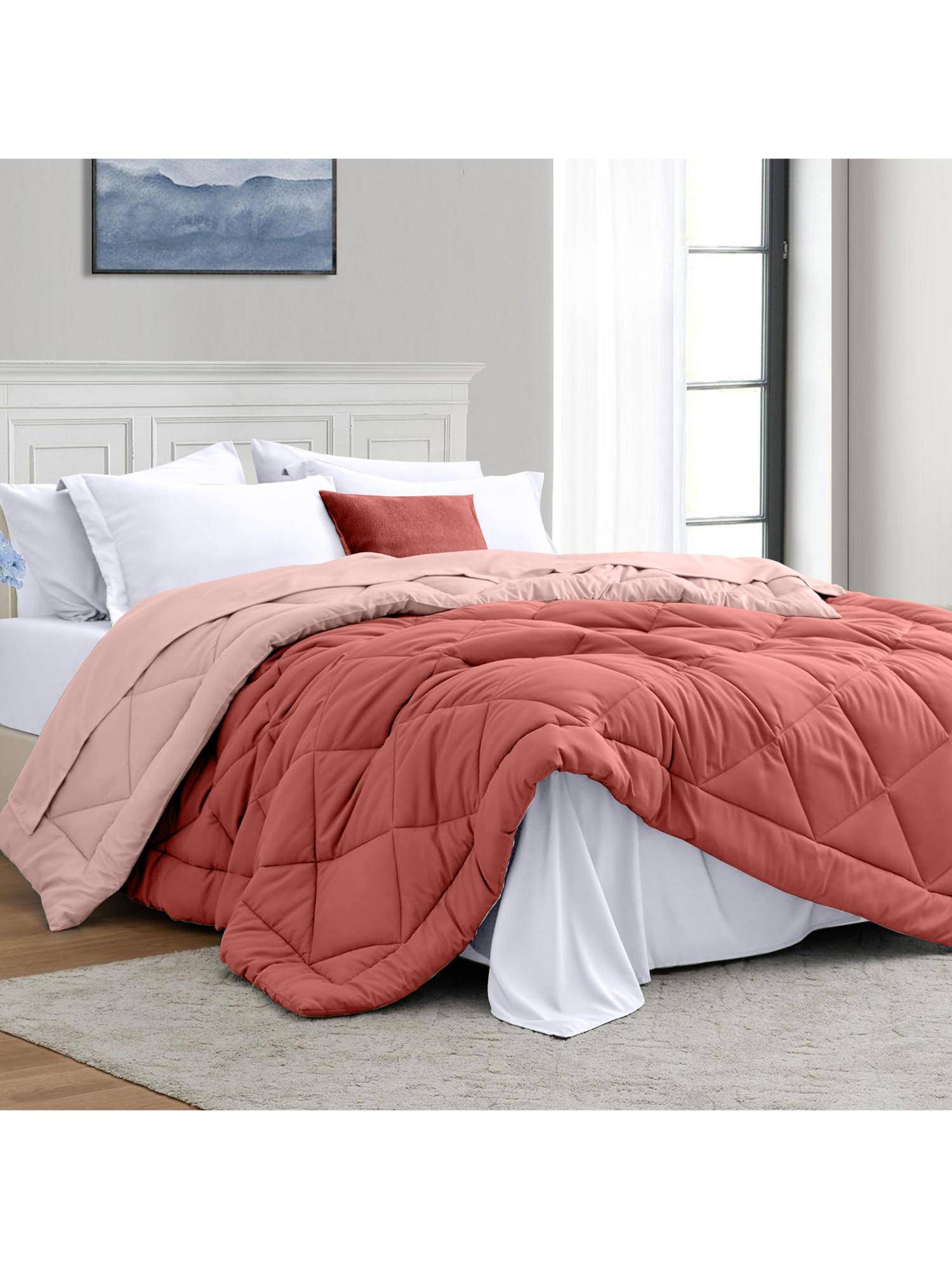INDRA'S 100% Microfibre 150 Gsm Coral Double Reversible Comforter
