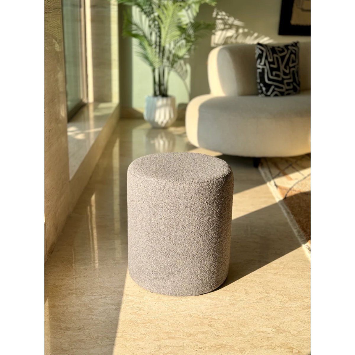 Buy Mason Home Bouclé Pouffe Dark Grey Online