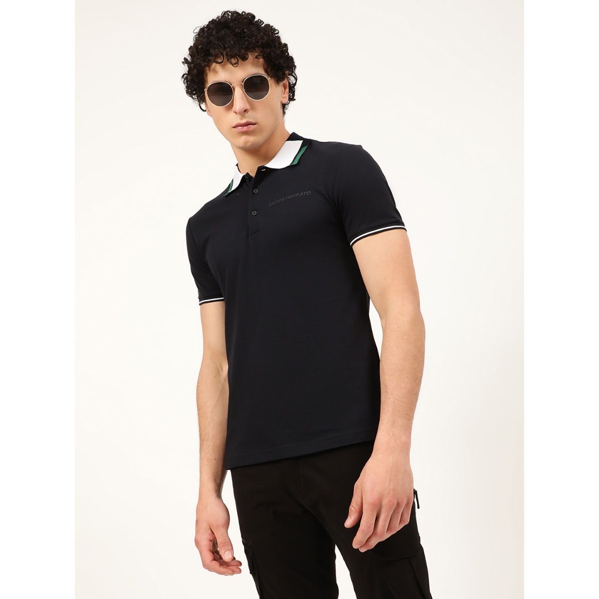 Antony Morato Polo Slim Fit In Mercerized Pique Cotton Fabric with Rubber Injection Logo Print L