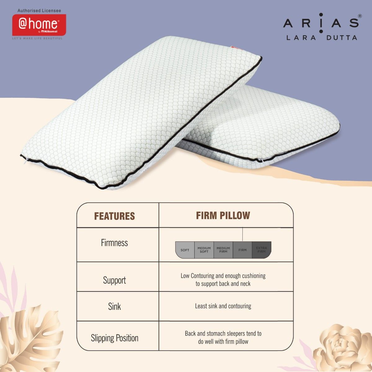 At Home by Nilkamal Arias White Hard Memory Foam Pillow: Buy At Home by ...