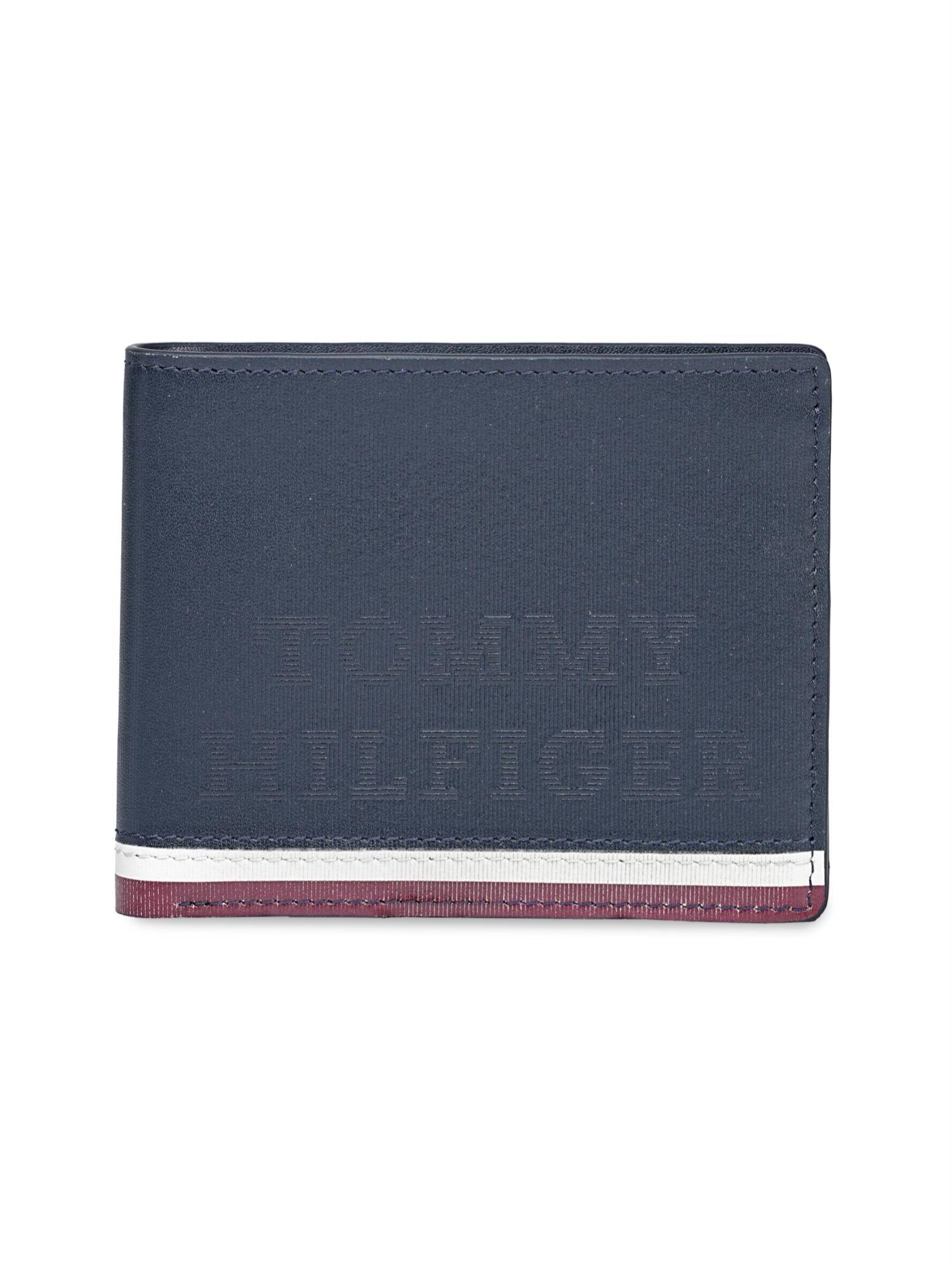 Tommy Hilfiger Mens Leather Slim Fold Wallet Avlona - Navy Blue