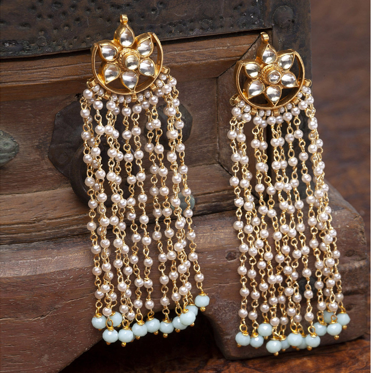 Buy Crunchy Fashion Pearl Earrings Traditional Black Kundan Chandbali  Dangles Heavy Bridal Wedding Collection ear ring Jhumke Jhumki For Women  Girls at Amazonin