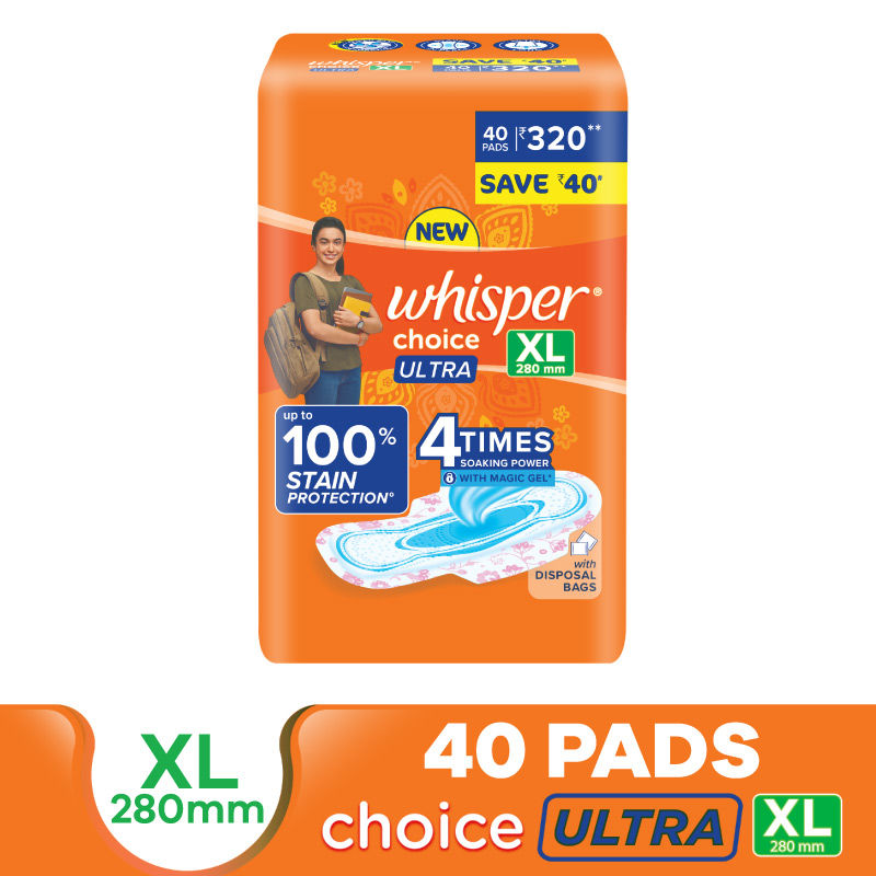 Buy Whisper Choice Sanitary XL Pads With Wings For Women Online