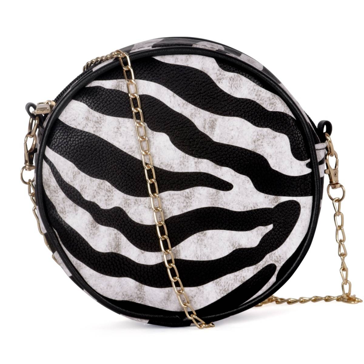 London Rag Black Zebra Sling Bag