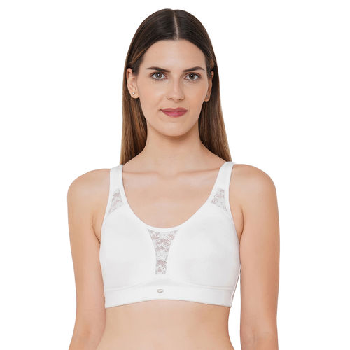 Buy SOIE Non Padded Non-Wired Full Coverage Stretch Cotton Minimizer Bra-White  Online