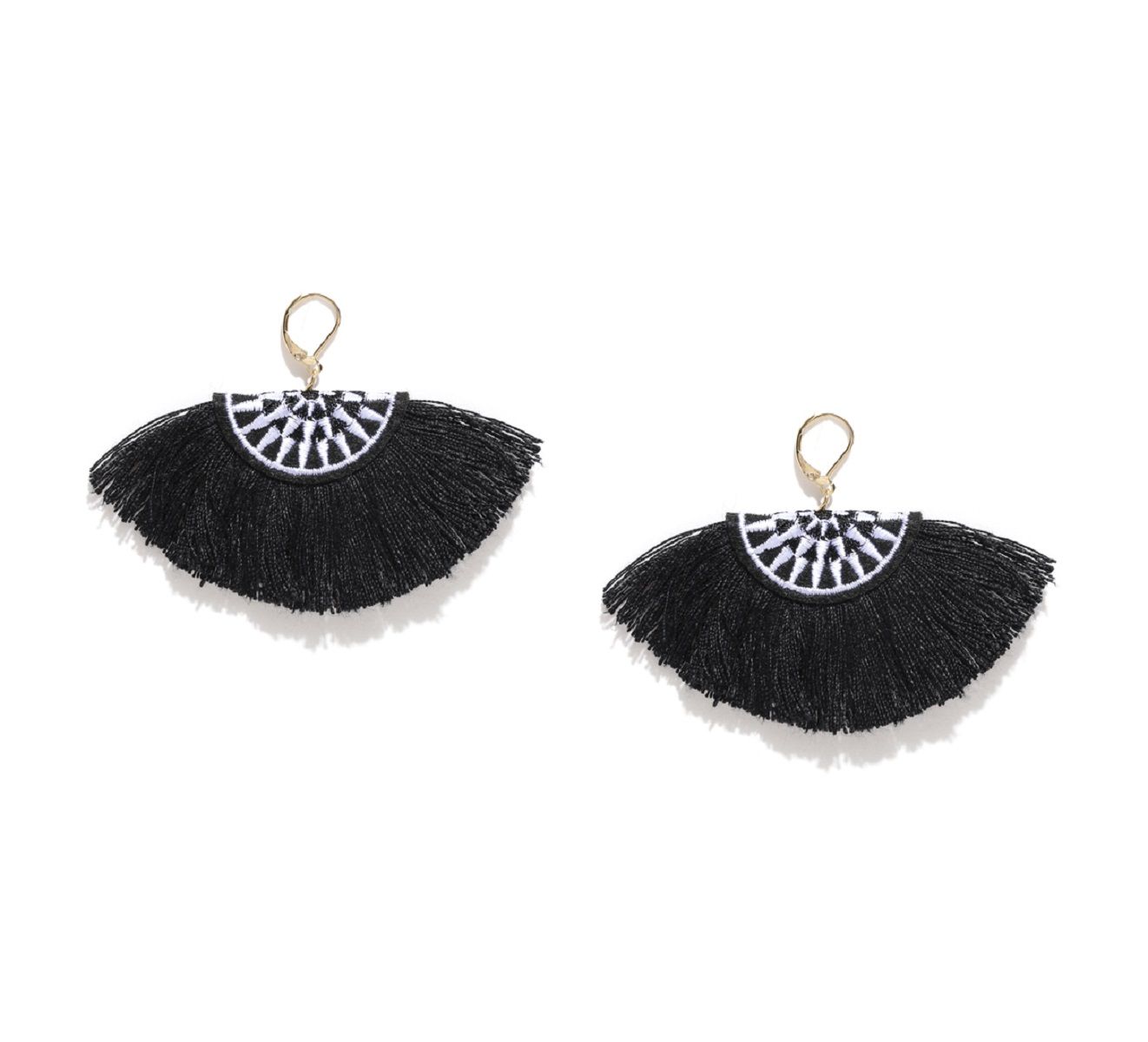 black fabric earrings