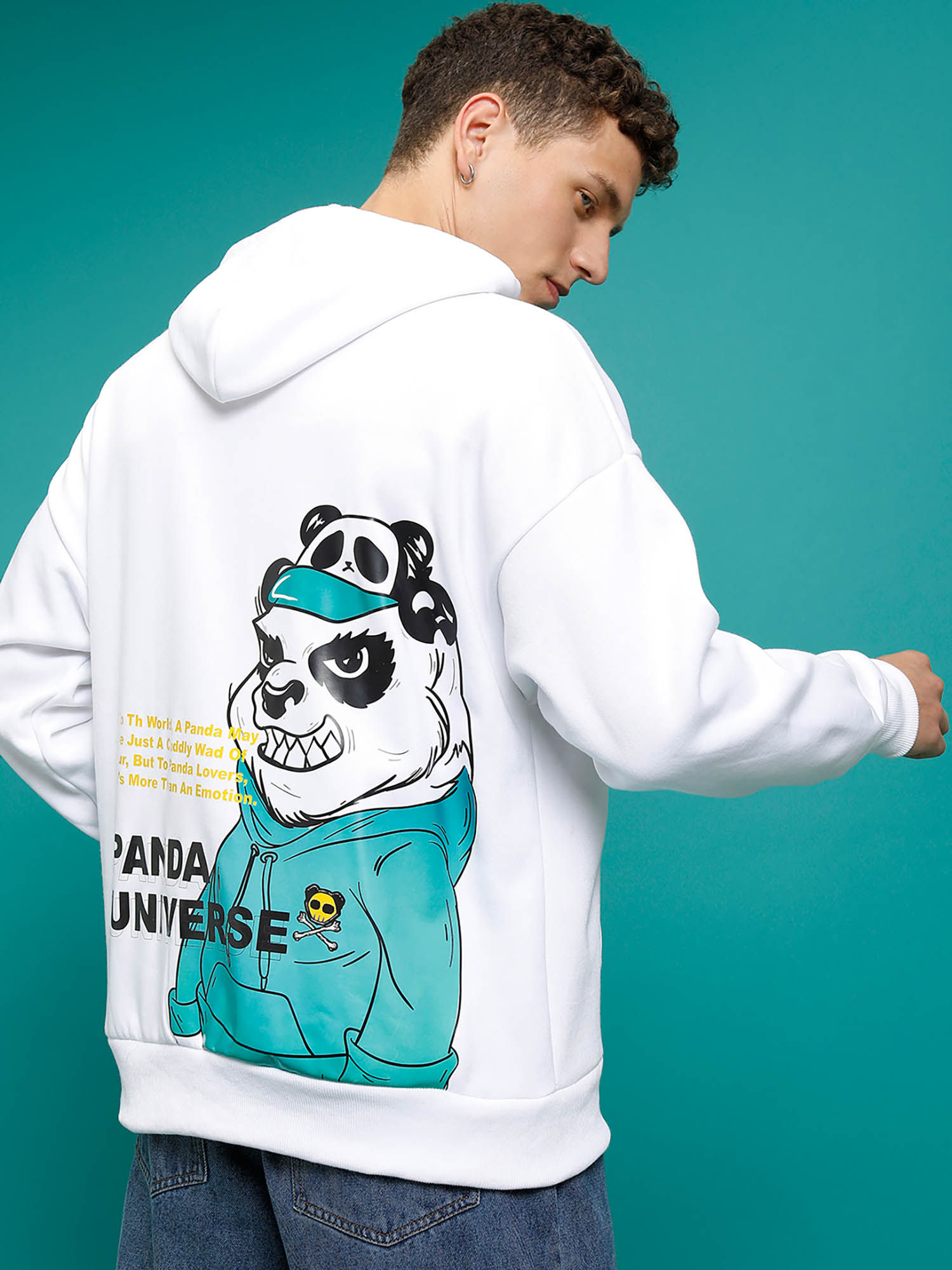 Buy HIGHLANDER White Printed Oversized Fit Hoodie Online