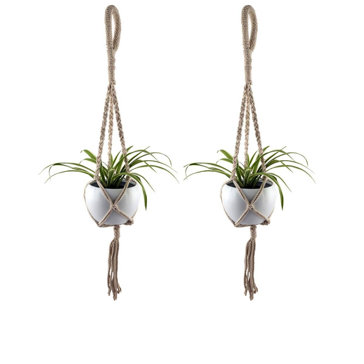 Homesake Hanging Planter Medium Macrame Beige