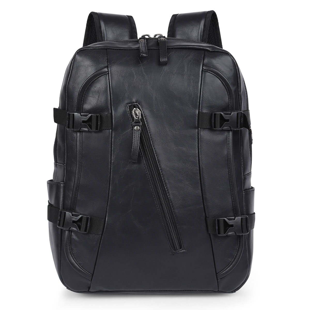 Buy FUR JADEN Black Faux Leather 15.6 In Laptop Backpack Online