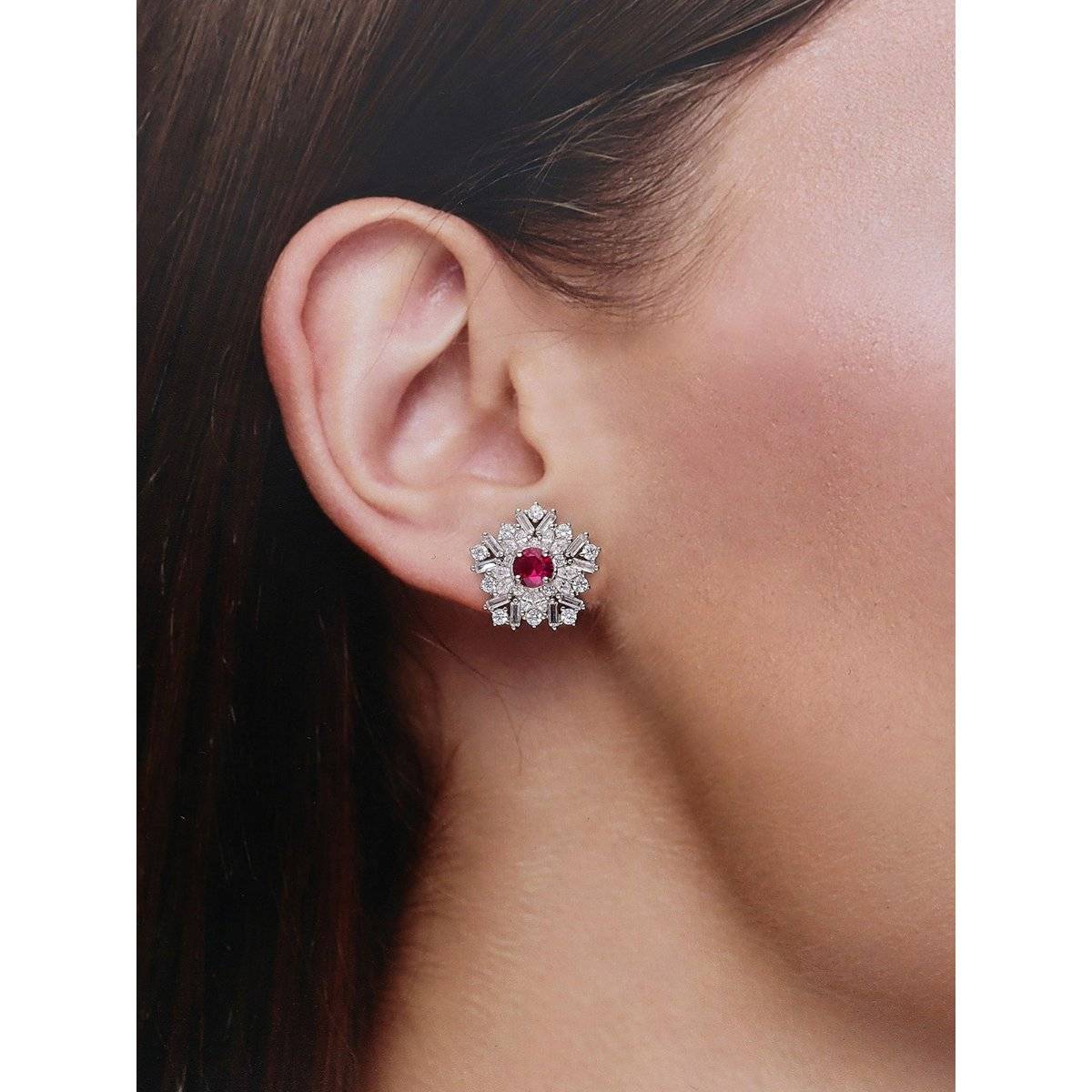 Kai Jewel Blooming White & Pink Statement Sterling Silver Studs Earrings