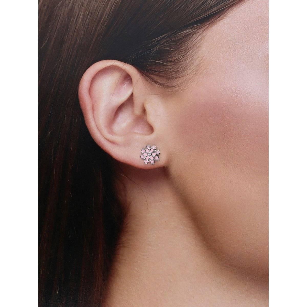 Kai Jewel Minimalistic Pink Blooms Sterling Silver Earrings