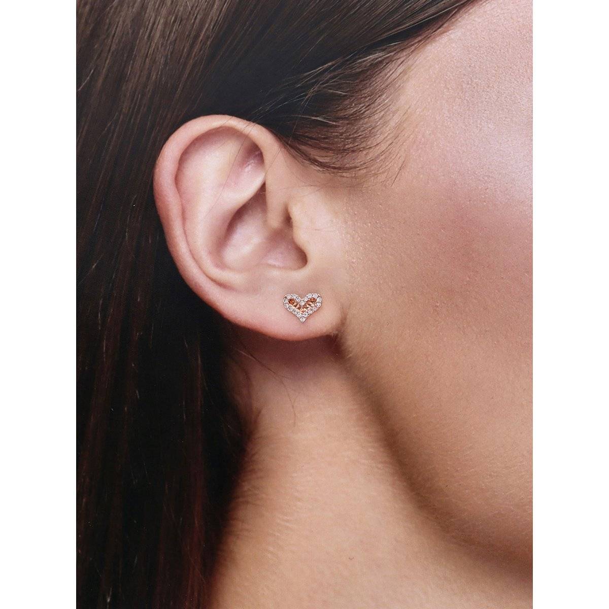 Kai Jewel Minimalistic Heart-shaped Sterling Silver Rose Gold Earrings