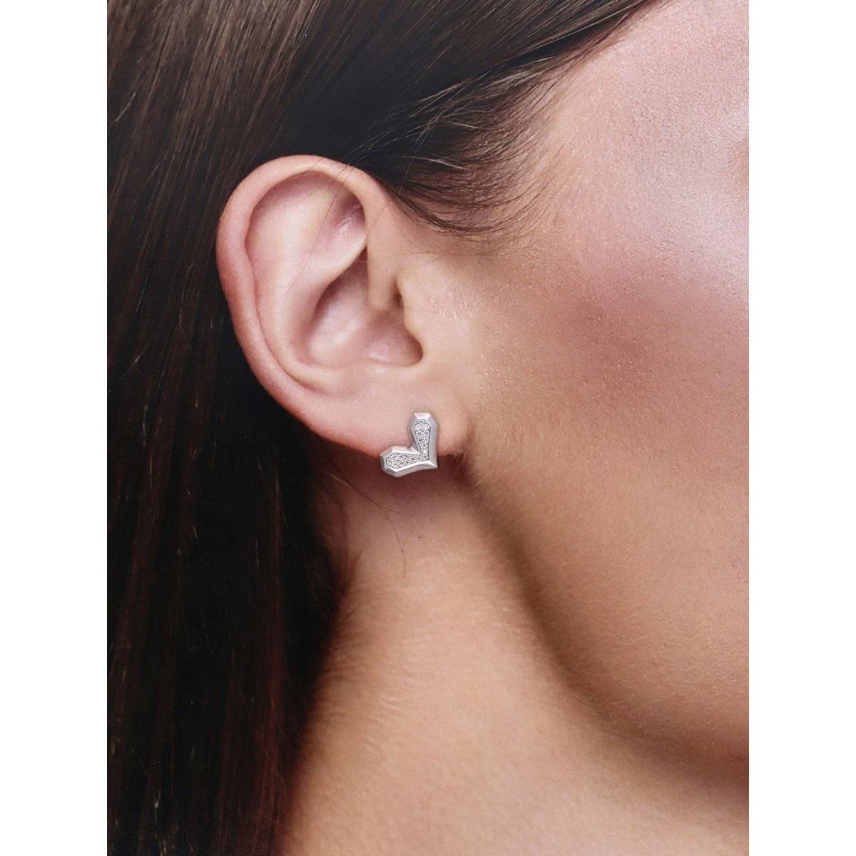 Kai Jewel Classic Crystal Heart Diamond Silver Earrings