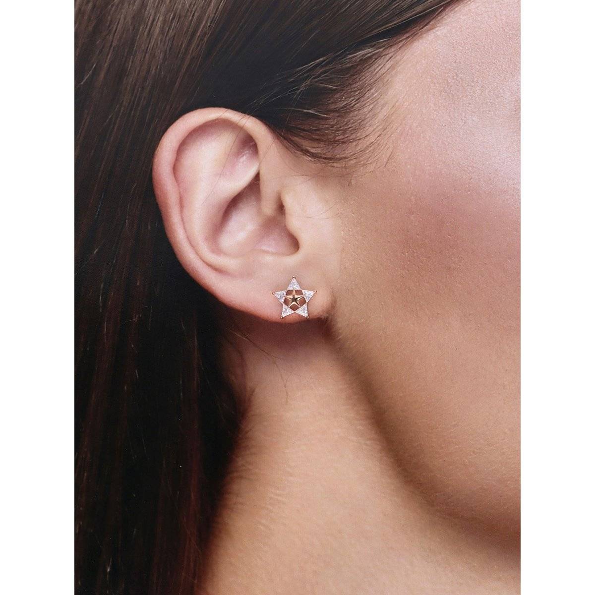 Kai Jewel Stars Zircon Studded Sterling Silver Rose Gold Earrings