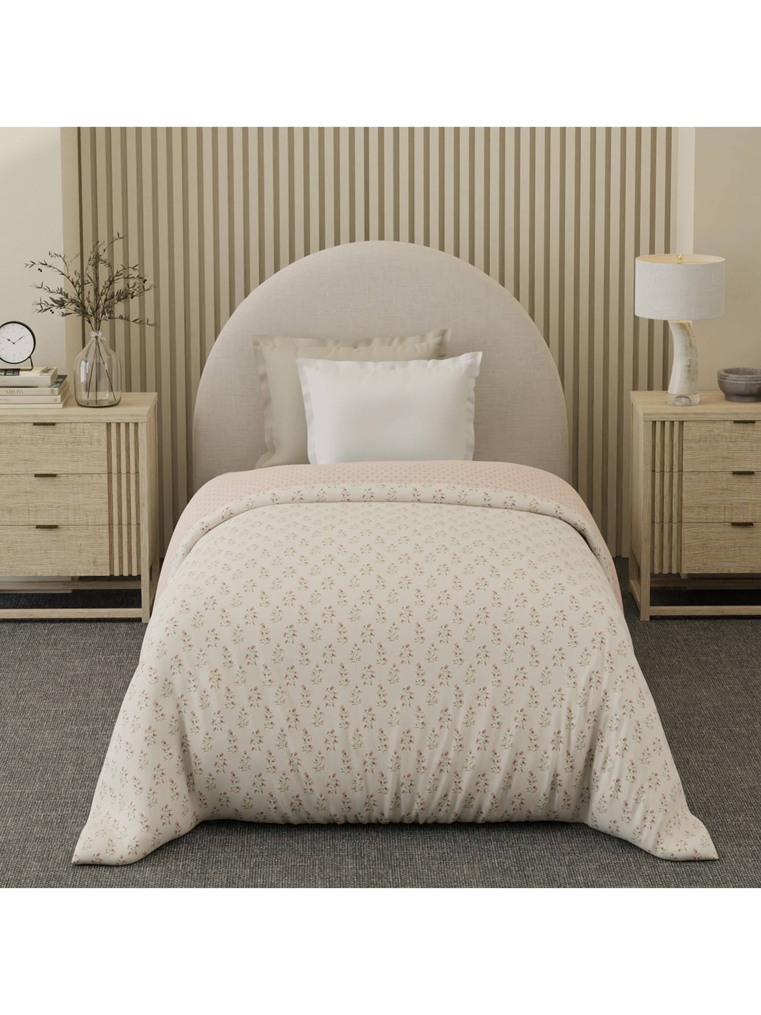 Boutique Living Cottage Garden Cotton White and Pink Floral Reversible Comforter