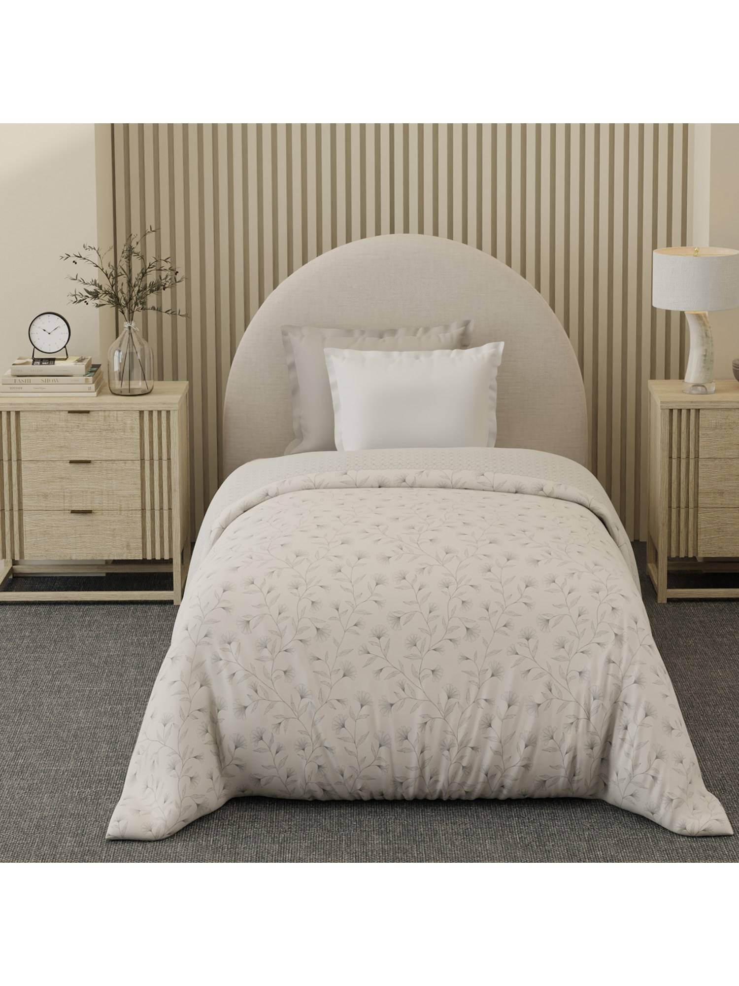 Boutique Living Cottage Garden Cotton White and Grey Floral Reversible Comforter