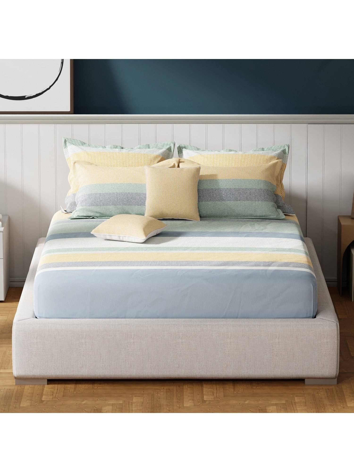 Boutique Living Royal Essence Fashion Colours Cotton Multicolor Geometrical Bedsheet Set (King)