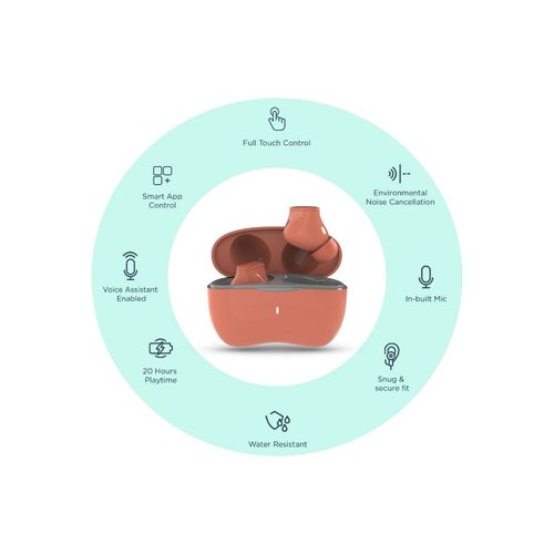 Pebble True Wireless Nano Pods with ENC -Peach