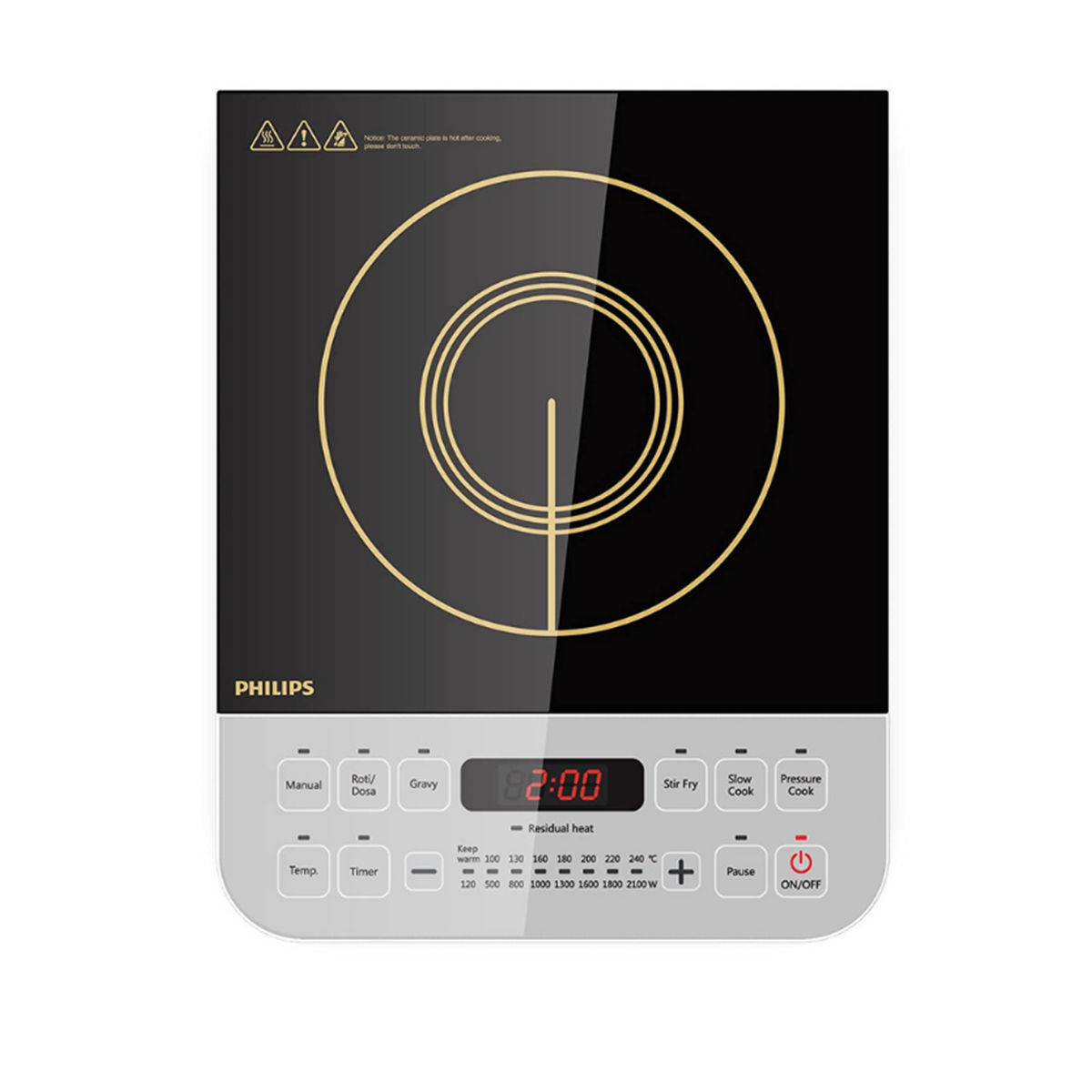 Philips Hd4928 2100 W Induction Cooktop (Black and White , Push Button Control)