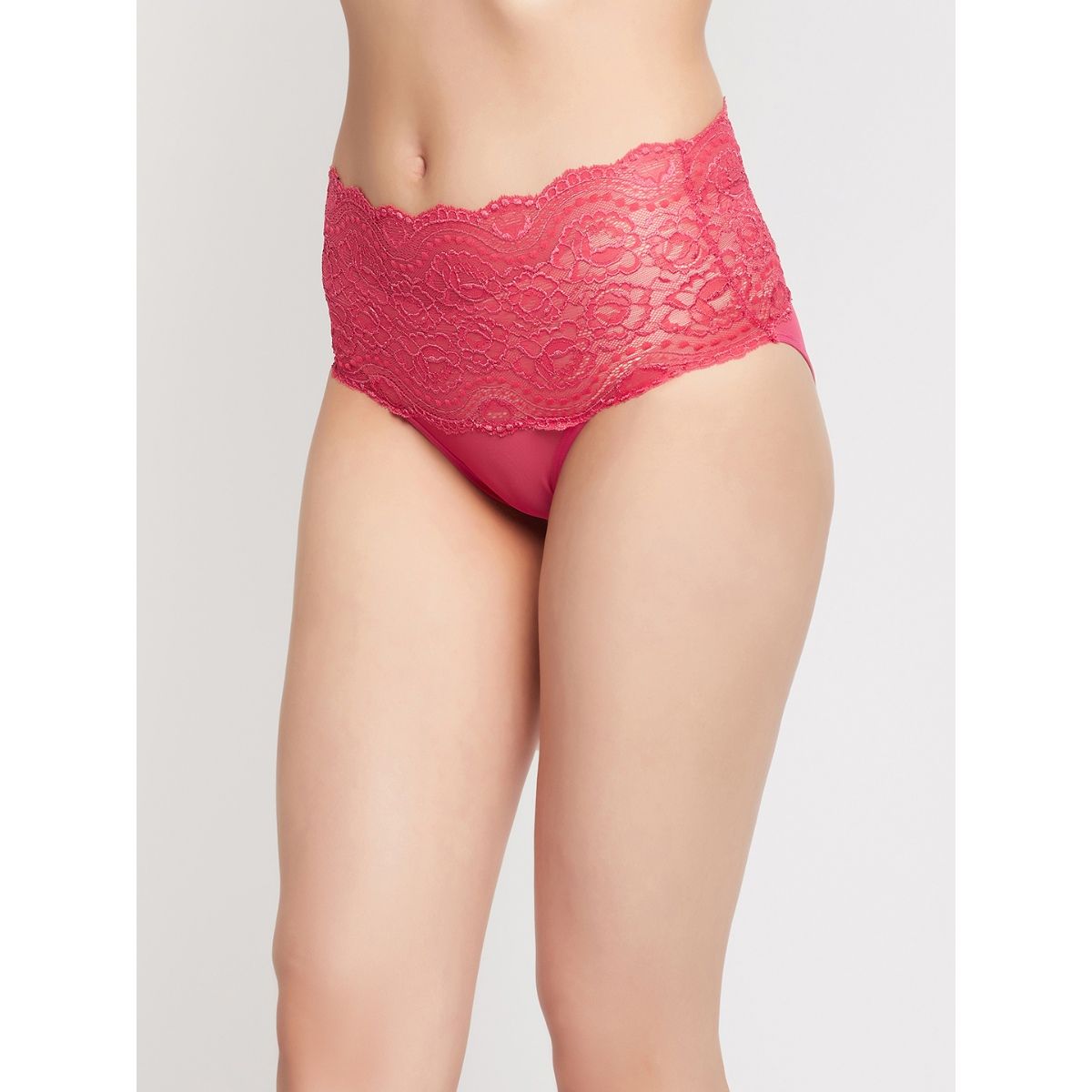 Clovia High Waist Hipster Panty In Hot Pink With Sheer Back Lace Buy Clovia High Waist 2284