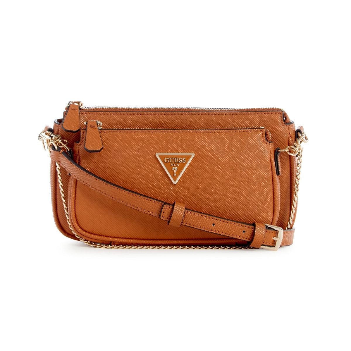 GUESS Noelle II Double Pouch Borsa A Tracolla E Borsetta, Colore Latte Logo/Marrone, In Poliuretano, Set Da 2 Pezzi