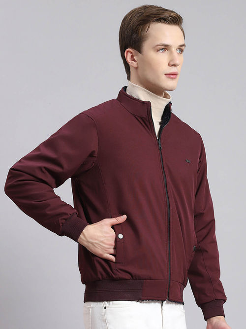 Buy Monte Carlo Maroon Solid Reversible Jacket Online