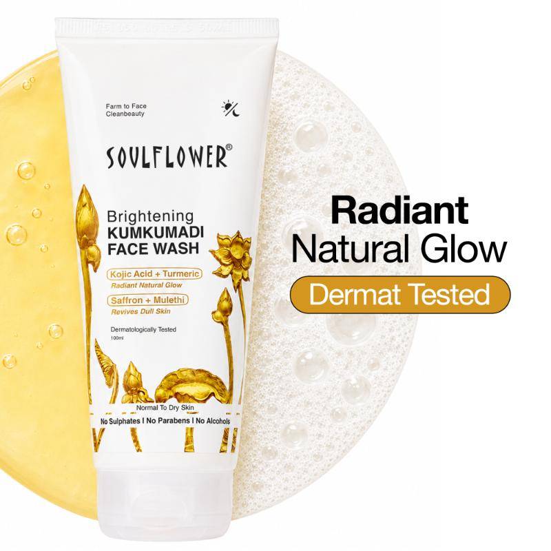 Soulflower Organic Kumkumadi Face Wash For Glowing Skin, Acne Control, Sulphate Free Ubtan