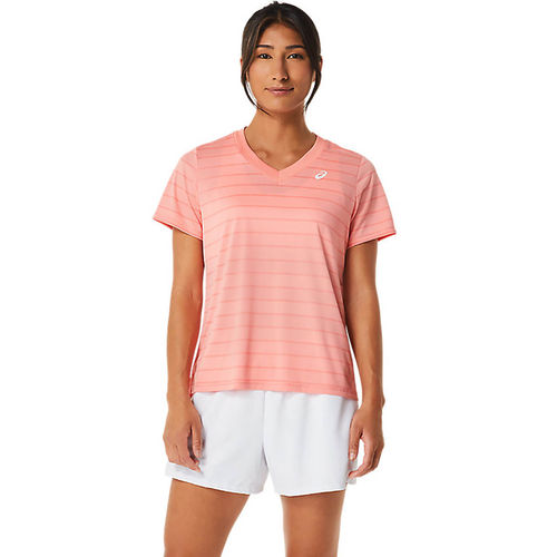 ASICS Court Stripe SS Pink Women's T-Shirt (XS)