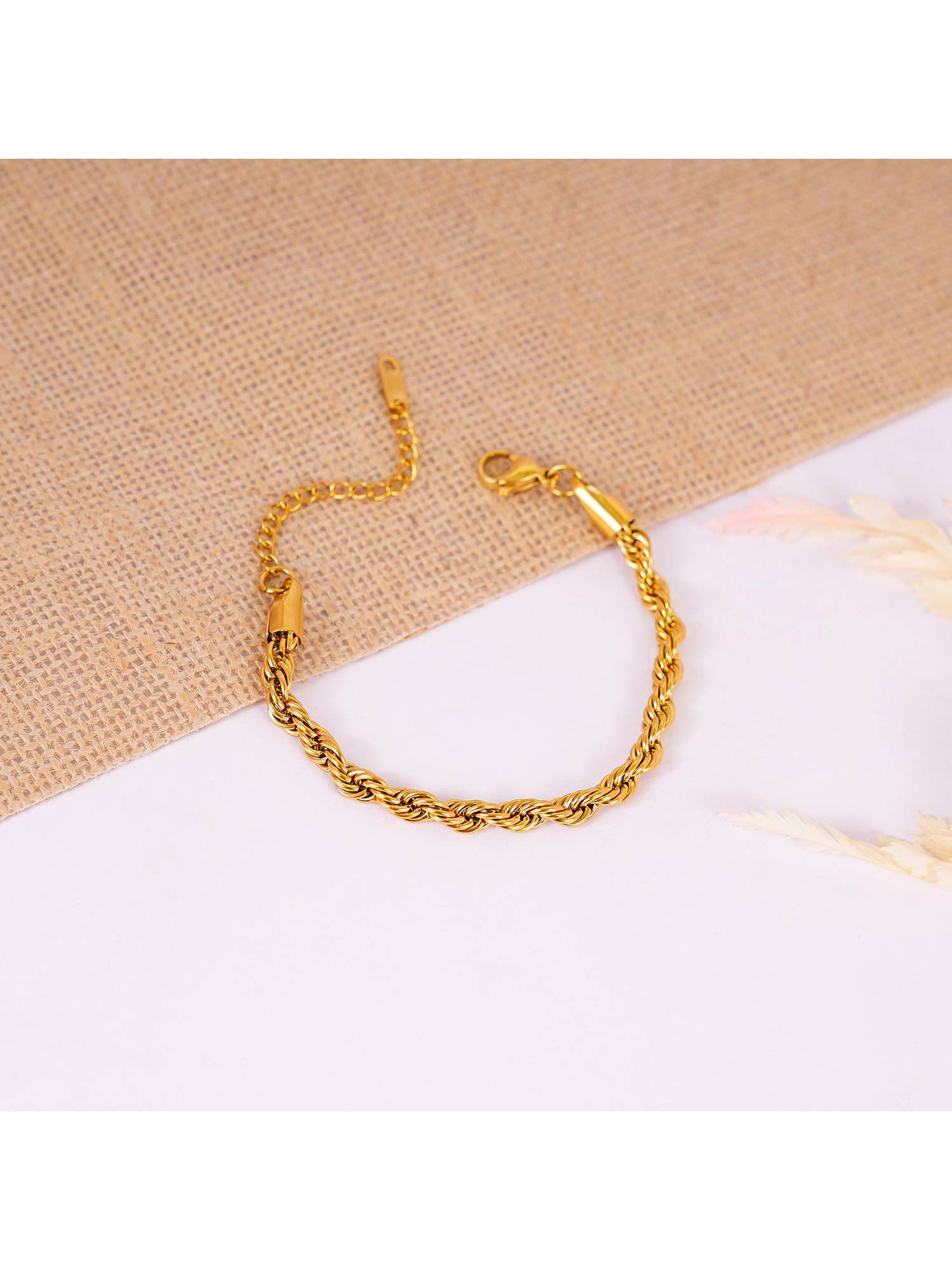 NAITRA Gold Stainless Steel 18K Gold Plated Statement Bracelet